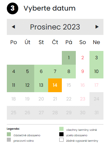 Kalendář pro výběr termínu
